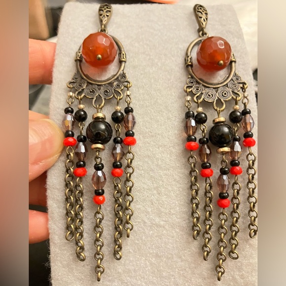 AtriaMinerals genuine stone chandelier earrings - Picture 2 of 2